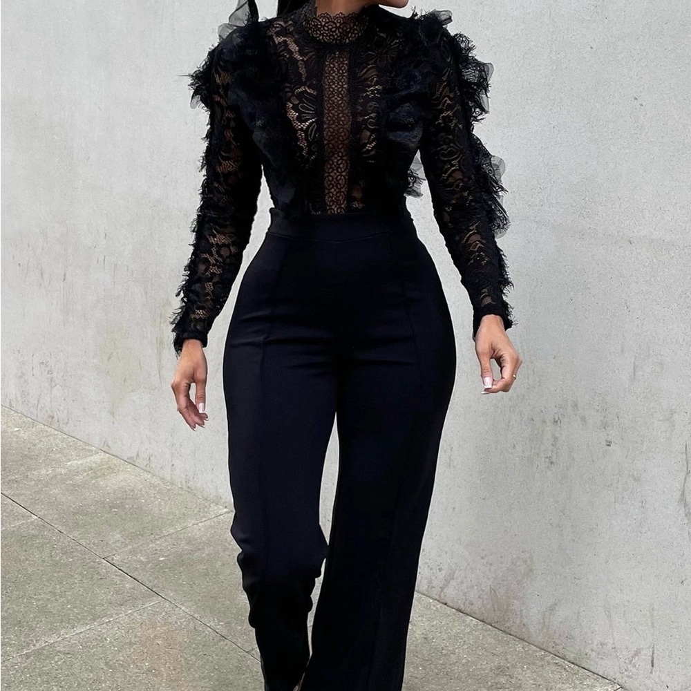 High-Waist Black Wide-Leg Jumpsuit